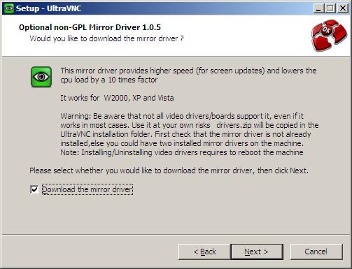 ultravnc mirror driver windows7 x64